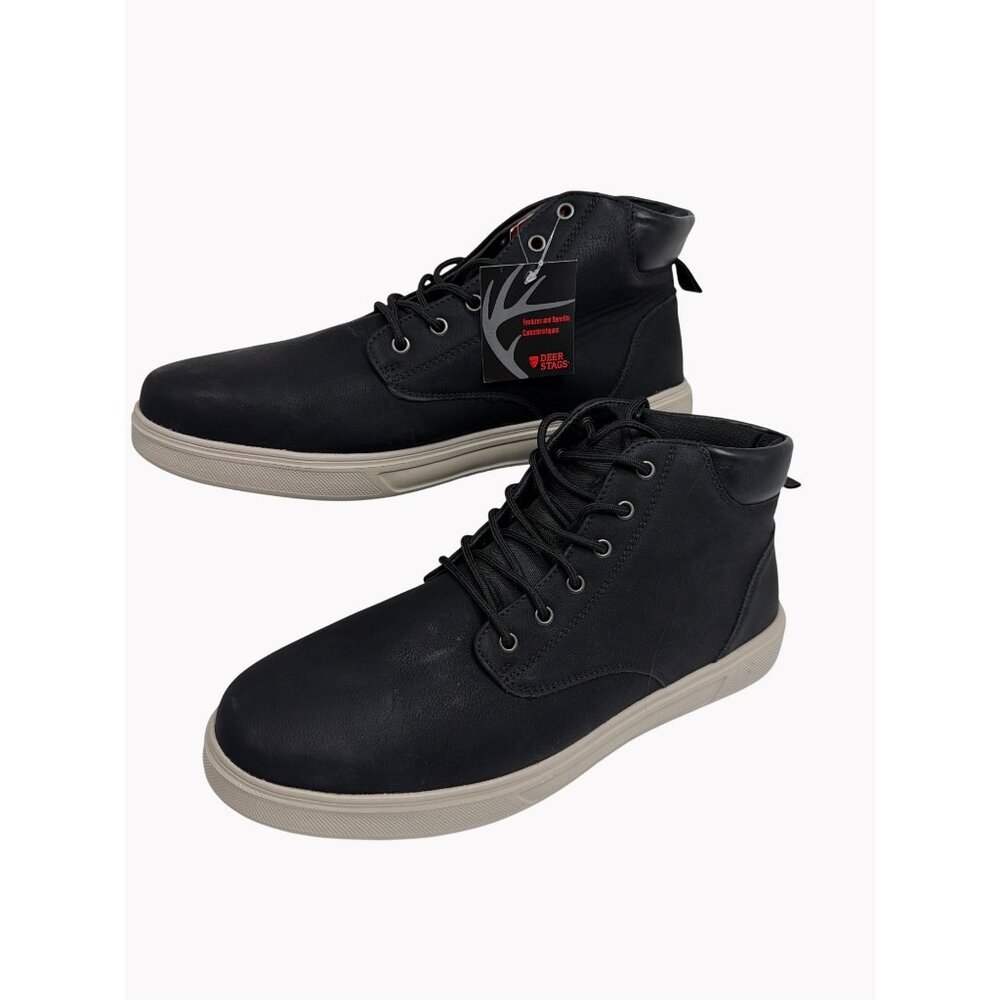 Deer Stags Mens 12M Kai Black Casual Ankle Boots Memory Foam Sim Leather
